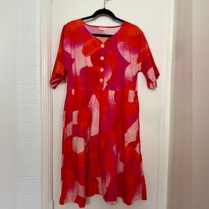 Gorman Sadie dress in Red and Pink Button-Up .